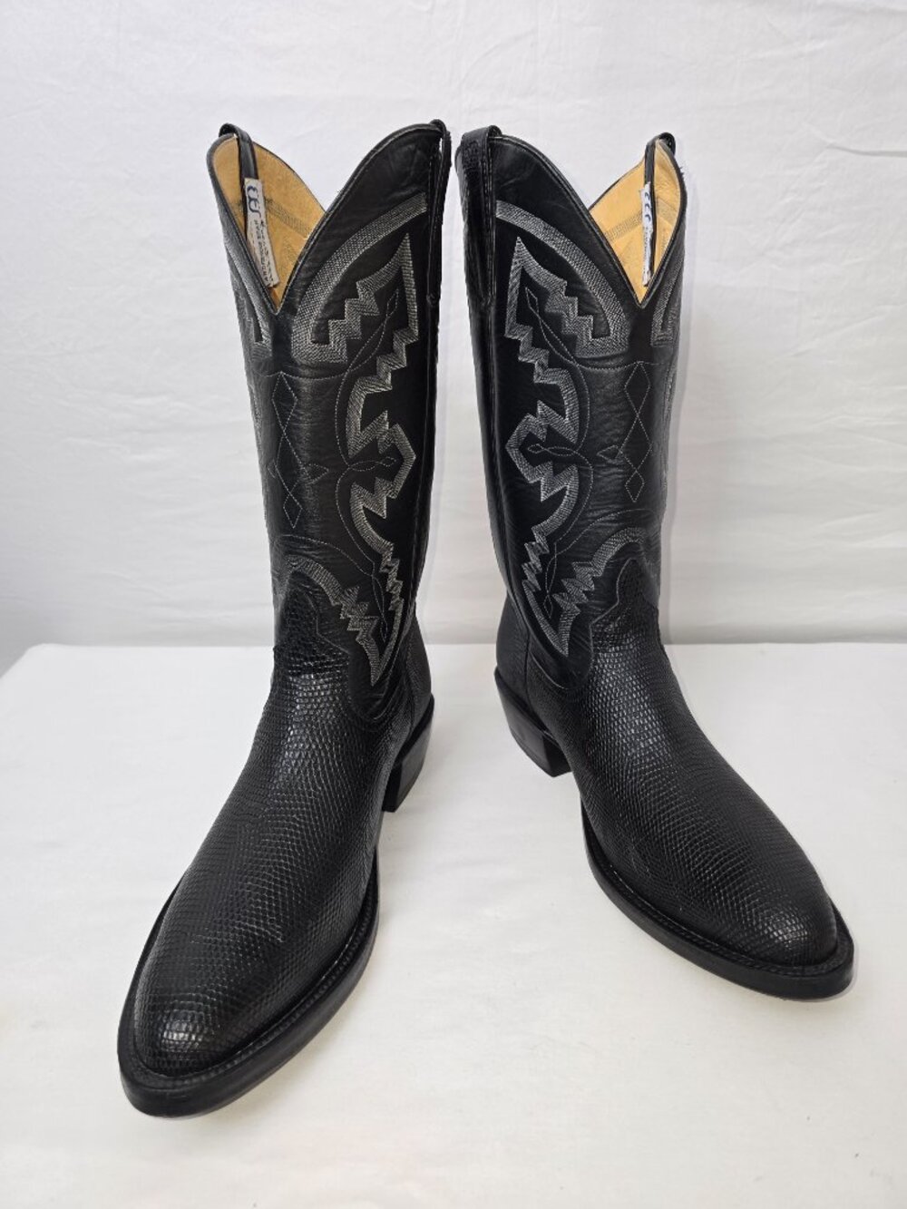 Anderson Bean 8165C Black Teju Lizard Western Cowboy Boots Men's Size 11 D
